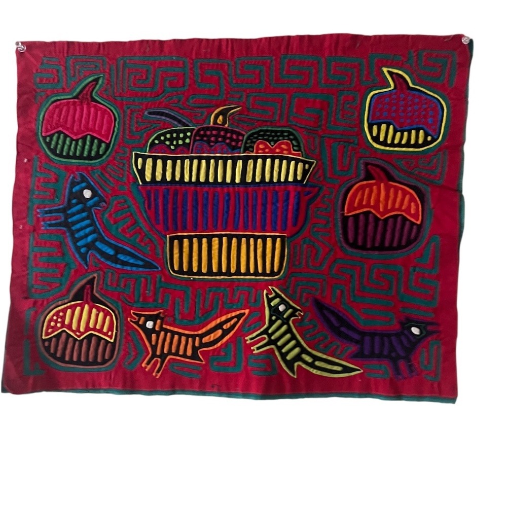 Vintage traditional, hand-sewn, multi-layered cotton Mola by the Guna (Kuna)
